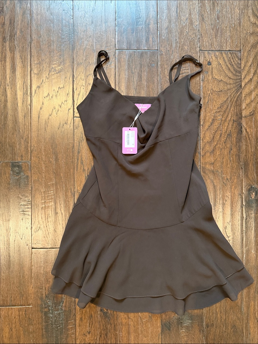 Edikted Brown Mini Dress with Ruffled Hem